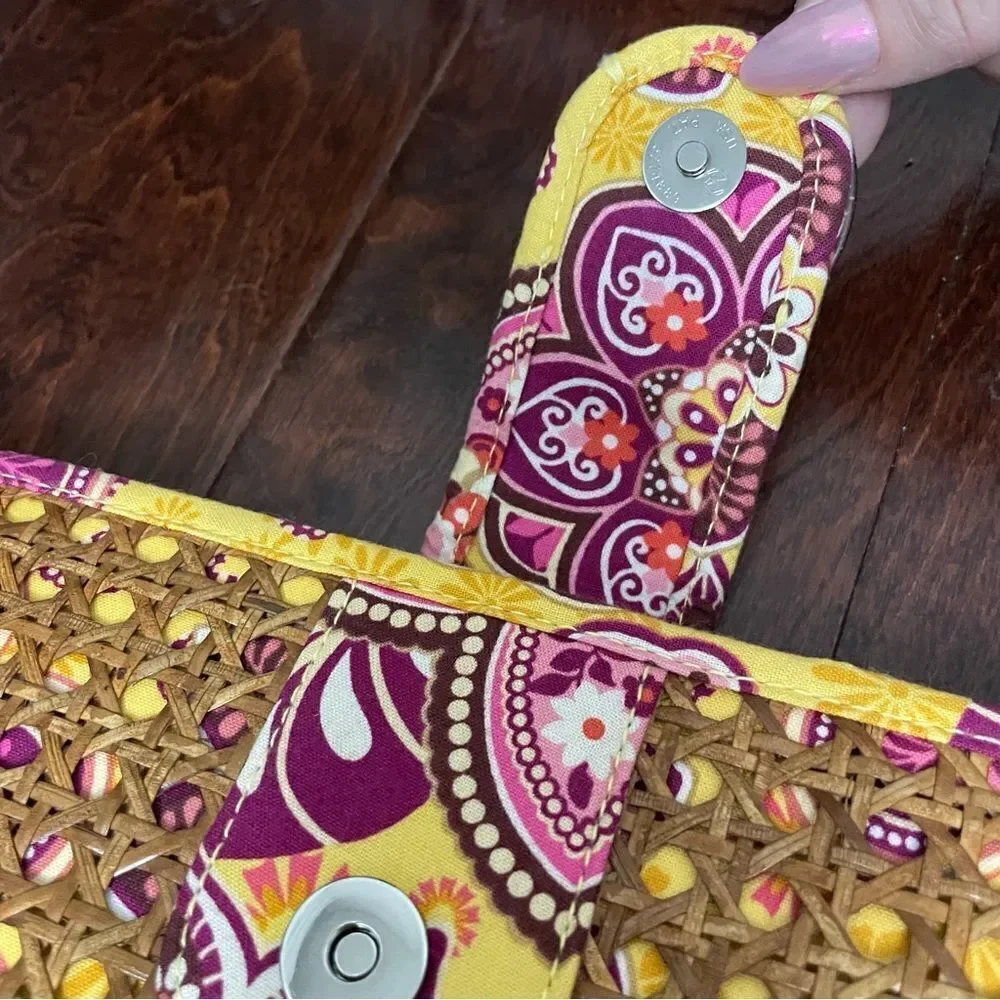 Vera Bradley Tiki Clutch in Bali Gold Pattern Yellow Tan Pink Orange